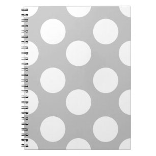 Gray and White Large Polka Dot Notebook Notitieboek