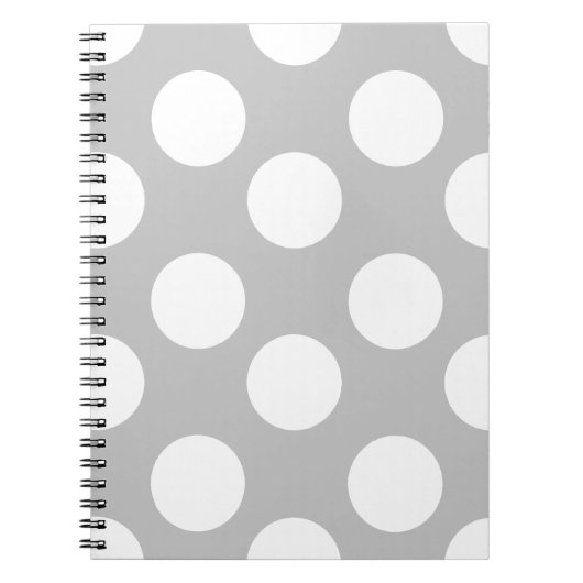 Gray and White Large Polka Dot Notebook Notitieboek (Voorkant)