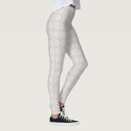 Gray and White Mandala Pattern Leggings