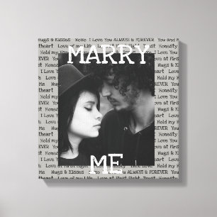 Gray and White Marry Me Couple's Photo Wall Art Canvas Afdruk