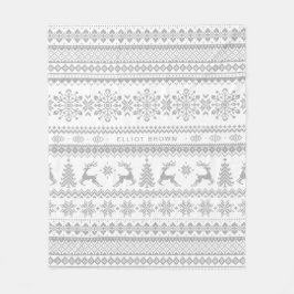 Gray and White, op maat gesneden, kerstkeuken Fleece Deken