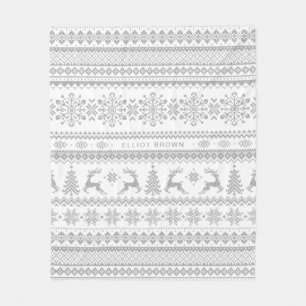 Gray and White, op maat gesneden, kerstkeuken Fleece Deken
