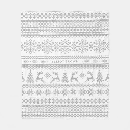 Gray and White, op maat gesneden, kerstkeuken Fleece Deken (Voorkant)