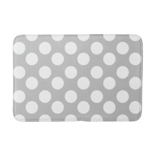 Gray and White Polka Dot Foam Bath Mat