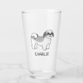 Gray and White Shih Tzu Cartoon Dog Persoonlijk Glas (Voorkant)