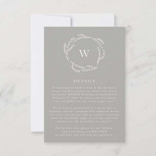 Gray and White Simple Wreath Wedding Card RSVP Kaartje (Voorkant)