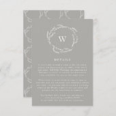 Gray and White Simple Wreath Wedding Card RSVP Kaartje (Voorkant / Achterkant)
