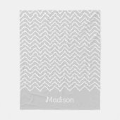 Gray And White Squiggly Chevron Zigzag Pattern Fleece Deken (Voorkant)