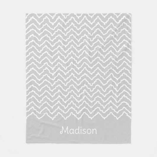 Gray And White Squiggly Chevron Zigzag Pattern Fleece Deken (Voorkant)