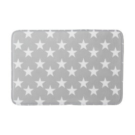 Gray and White Star Pattern Foam Bath Mat