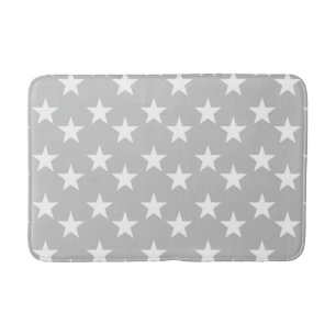 Gray and White Star Pattern Foam Bath Mat