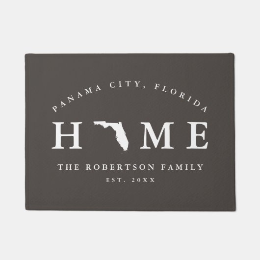 Gray and White State of Florida Map Mat, Doormat Deurmat (Voorkant)