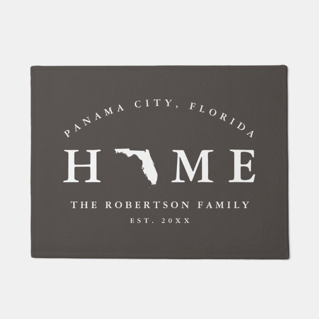 Gray and White State of Florida Map Mat, Doormat Deurmat (Voorkant)