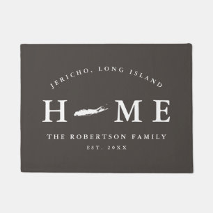 Gray and White State of Long Island Map Mat