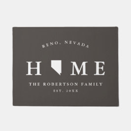 Gray and White State of Nevada Map Mat, Doormat Deurmat