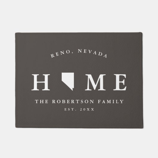 Gray and White State of Nevada Map Mat, Doormat Deurmat (Voorkant)