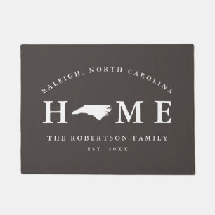 Gray and White State of North Carolina Map Mat. Deurmat