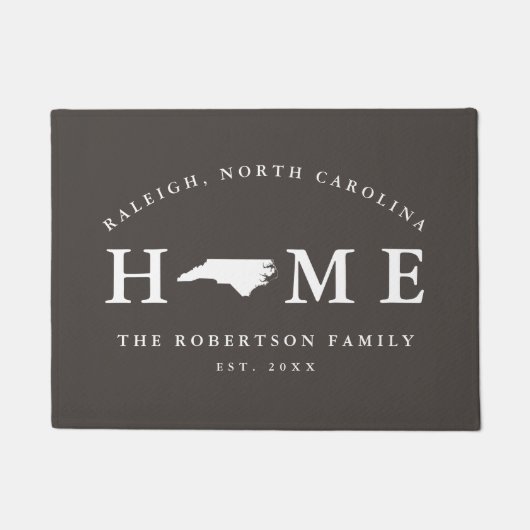 Gray and White State of North Carolina Map Mat. Deurmat (Voorkant)