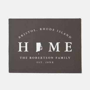 Gray and White State of Rhode Island Map Mat