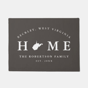 Gray and White State of West Virginia Map Mat