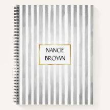 Gray and White Striped Teacher Journal