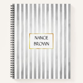 Gray and White Striped Teacher Journal Notitieboek