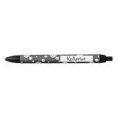 Gray and White Volleyball Pattern Zwarte Inkt Pen (Voorkant)