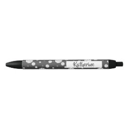 Gray and White Volleyball Pattern Zwarte Inkt Pen