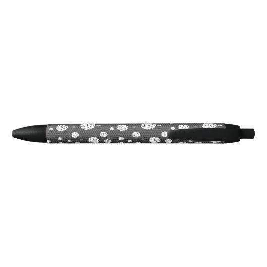 Gray and White Volleyball Pattern Zwarte Inkt Pen (Achterkant)