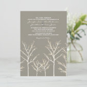 Gray and White Winter Tree Wedding Invitation Kaart (Staand voorkant)
