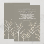 Gray and White Winter Tree Wedding Invitation Kaart (Voorkant / Achterkant)