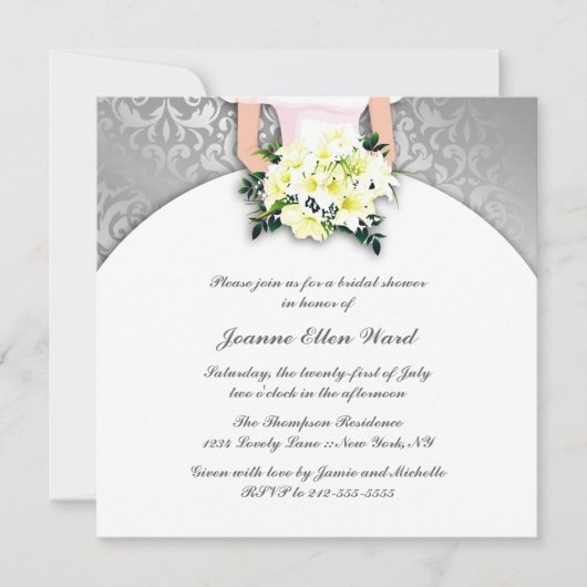 Gray and Yellow Bridal Shower Invitation Kaart (Voorkant)