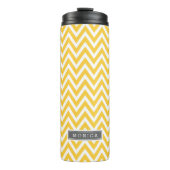 Gray and Yellow Chevron Monogram Thermosbeker (Voorkant)