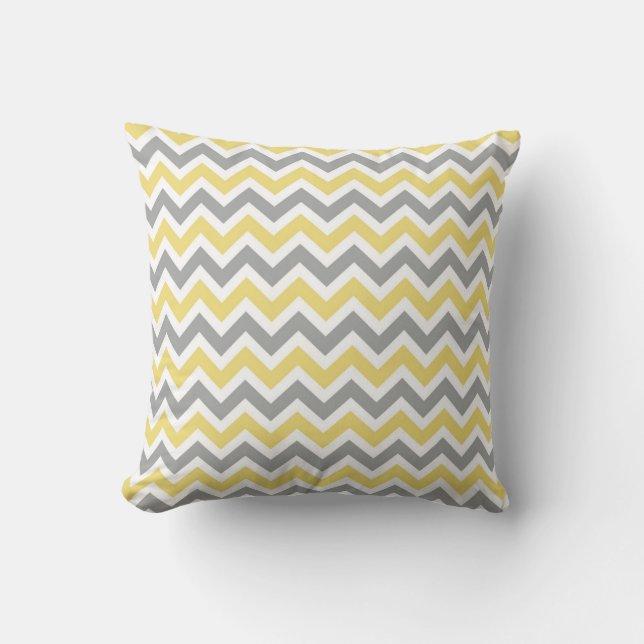 Gray and Yellow Chevron Pattern Pillow Kussen (Voorkant)