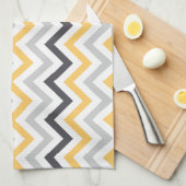 Gray and Yellow Chevron Stripes Pattern Theedoek (Quarter Fold)