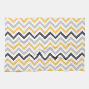 Gray and Yellow Chevron Stripes Pattern Theedoek