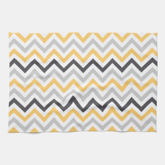 Gray and Yellow Chevron Stripes Pattern Theedoek (Horizontaal)