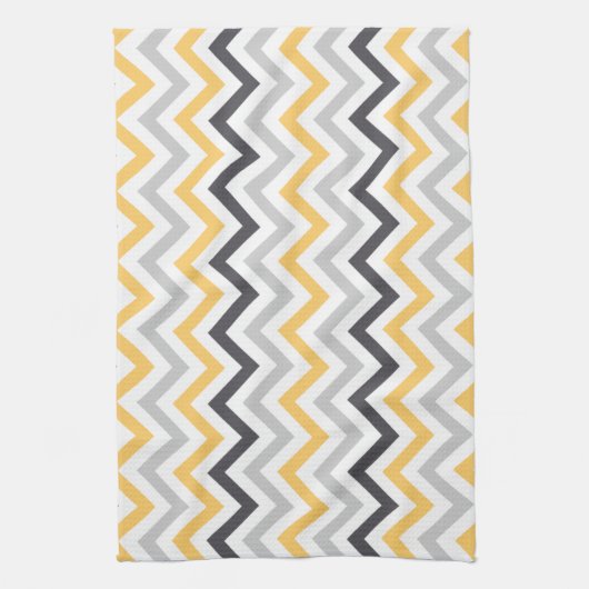 Gray and Yellow Chevron Stripes Pattern Theedoek (Verticaal)