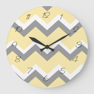 Gray and Yellow Chevron Wall klok