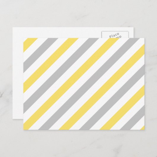 Gray and Yellow Diagonal Stripes Pattern Briefkaart (Voorkant / Achterkant)