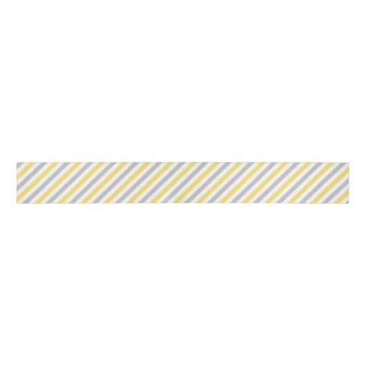 Gray and Yellow Diagonal Stripes Pattern Grosgrain Lint (Voorkant)