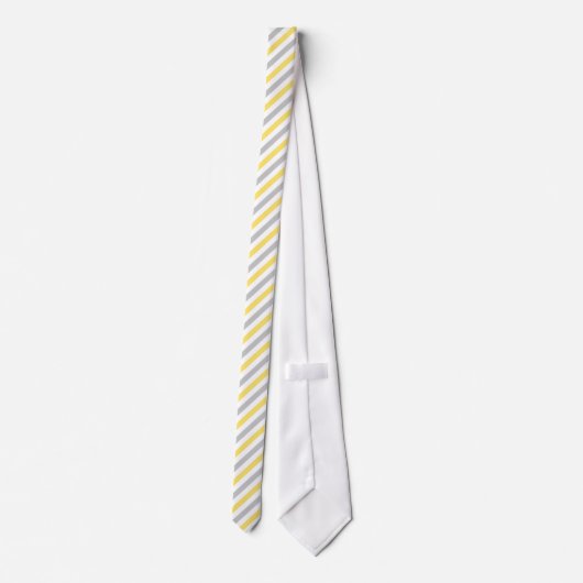 Gray and Yellow Diagonal Stripes Pattern Stropdas (Achterkant)