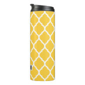 Gray and Yellow Moroccan Quatrefoil Monogram Thermosbeker (Geroteerd rechts)