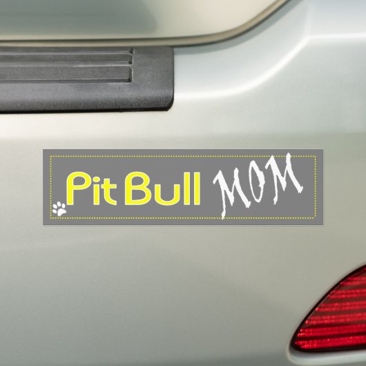 Gray and Yellow Pit Bull Ma Bumpersticker (Op auto)