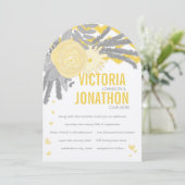 Gray and Yellow Zig Zag Typography Wedding Kaart (Staand voorkant)