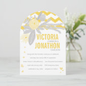 Gray and Yellow Zig Zag Typography Wedding Kaart (Staand voorkant)
