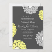Gray and Yellow Zinnia Flower Wedding Invitation Kaart (Voorkant)