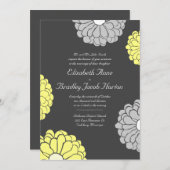 Gray and Yellow Zinnia Flower Wedding Invitation Kaart (Voorkant / Achterkant)