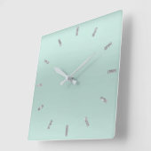 Gray Aqua Blue Ombre Minimal Glitter Vierkante Klok (Hoek)