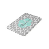 Gray Aqua Elegant Pattern Monogram Badmat (Gekanteld)